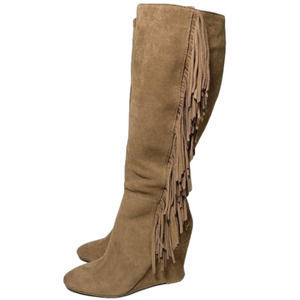 Ralph lauren NWOT DARCIE size 8 fringe leather boots tall western knee high heel